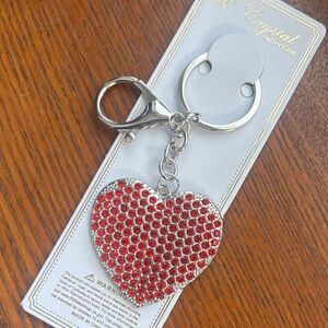 Beautiful crystal rhinestone red heart key chain/ Bag Charm